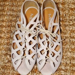 MIA Botticelli Lace-Up Sandal, Sand/Cream, Sz 9